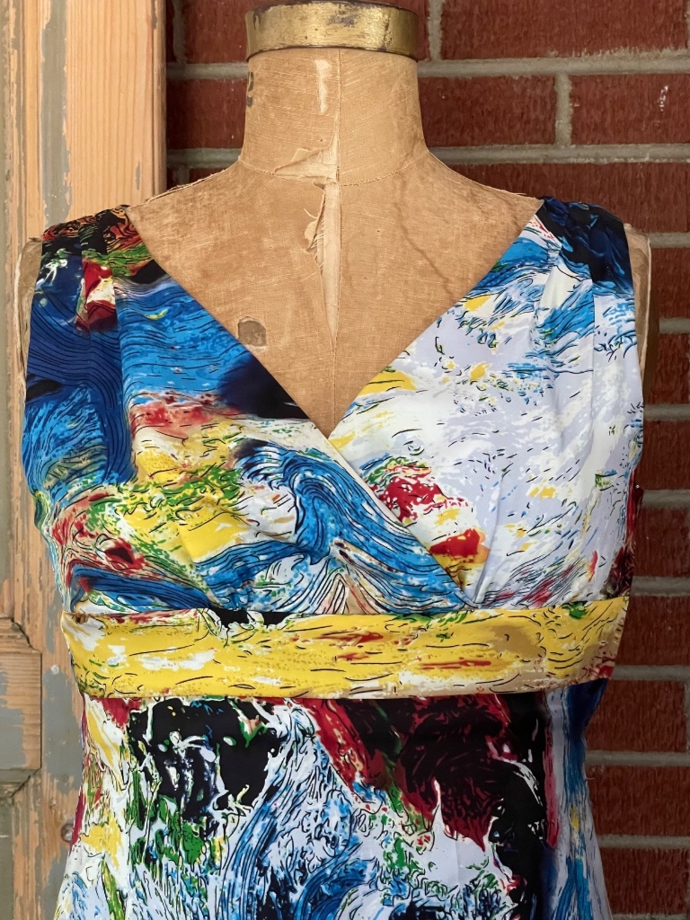 Diane Von Furstenberg Vintage Y2K Silk Dress - Abstract Print Sleeveless - V Nec - Picture 5 of 10